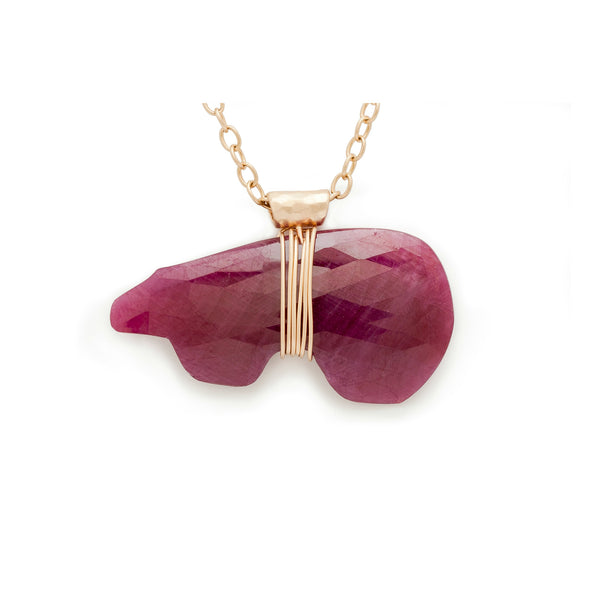 Ruby Bear Necklace - Tony Malmed Jewelry