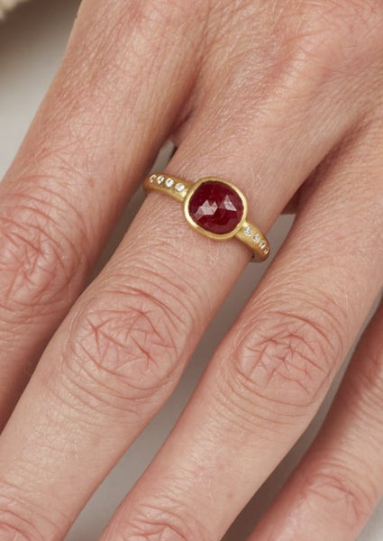 Rose Cut Ruby Ring