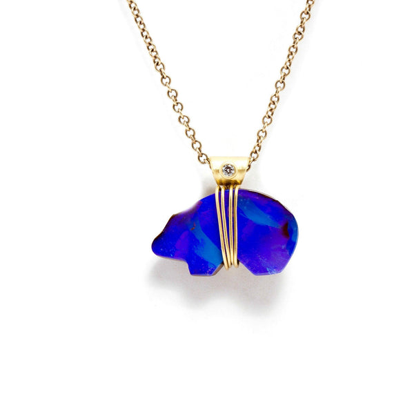 Opal Bear Necklace - Tony Malmed Jewelry